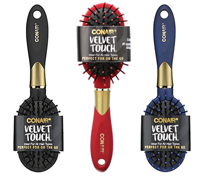 Conair Velvet Touch Hair Cushion Brush, Mid-Size - Assorted Colors - Click Image to Close